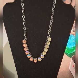 paparazzi Pink and Yellow Crystal Statement Necklace